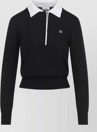 Celine knit polo sweater contrast collar design