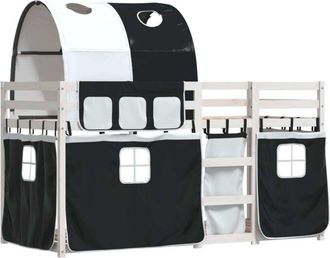 vidaXL Bunk Bed without Mattress White&Black 90x200 cm Solid Wood Pine Vidaxl