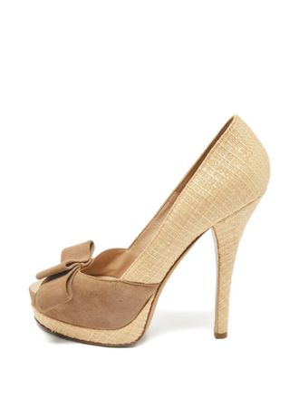 Fendi Pumps met open neus en strik - Beige
