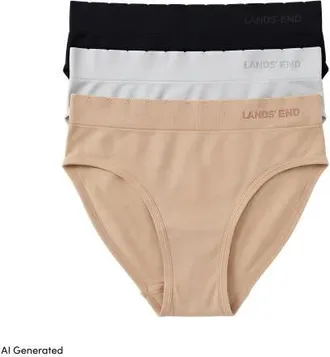 Lands End Mid Rise Bikini Brief Soft Fit Seamless 3 Pack Panties in Clay Bisque Pk at Nordstrom, Size X-Large