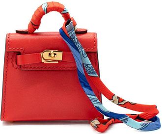 Herm&egrave;s Sanguine Tadelakt Micro Mini Twilly Kelly Bag Charm