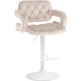 Clp Clp - Taburete De Bar Dublin En Terciopelo Crema Metal Blanco Mate