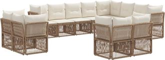 vidaXL Conjunto De Sof&aacute;s De Jard&iacute;n 12 Uds. Beige Rat&aacute;n Sint&eacute;tico Vidaxl