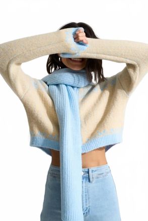 Callahan Shaker Stitch Scarf In Baby Blue