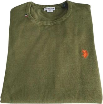 U.S.Polo Association Ronde hals gebreide kleding - Heren - Ronde hals truien - Groen - M - Katoen - Truien & Vesten