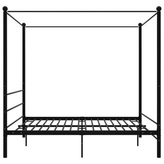 Berkfield Home Durable Canopy Bed Frame Black Metal 180x200 cm Super King