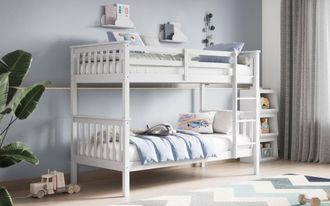 Flair Zoom Wooden Detachable Bunk Bed in White | Size: Single