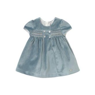 MAYORAL Velvet Smocked Dress with Buttons in Blue at Nordstrom, Size 9M