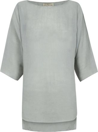 Cortana Arena- top in hemelsblauwe ramie - Dames - Blouses - Blauw - M - Overhemden