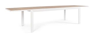 Outdoor Living Mesa de aluminio con lamas 220-340x100 Blanco