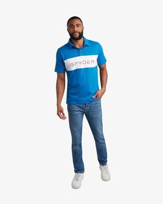 Spyder Men Short Sleeve Color Block Polo in Cobalt at Nordstrom, Size Small