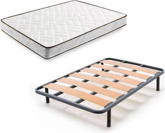 HOGAR 24 Tm63 - Colch&oacute;n + Somier Lama Ancha Zen Con Patas, Medida 80x180 Cm. Nucleo Alta Densidad Transpirable Con Tejido 3d Y Aloe Vera