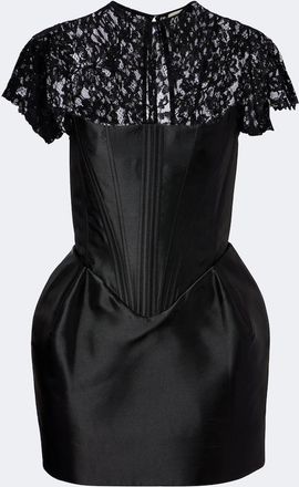 De La Vali Catalina satin and lace bustier minidress