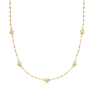 Ross-Simons Italian 14kt Yellow Gold Bead Station Lumachina-Chain Necklace