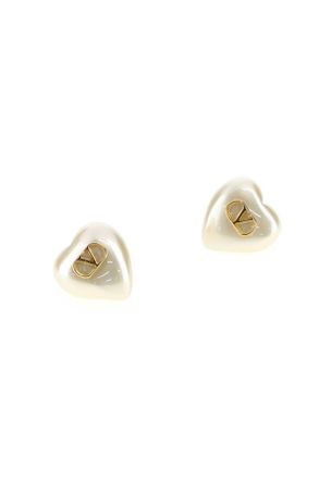 Valentino Garavani Womens White Metal Coeur Royal Earrings Orocream Exterior: Orecchini