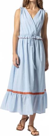 Lilla P Gathered Waist V Neck Dress In Crystal