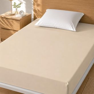 KASANOVA Lenzuolo 1 piazza e mezza con angoli elasticizzati cotone beige