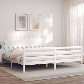 Berkfield Home Bed Frame with Headboard White 200x200 cm Solid Wood