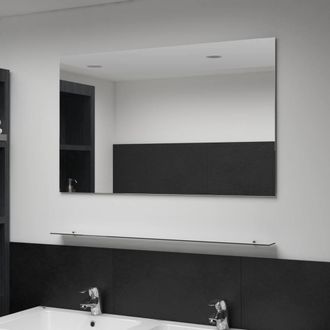 Berkfield Home Wall Mirror with Shelf 100x60 cm Tempered Glass in Silver