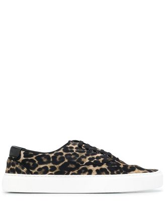 Saint Laurent Venice leopard-print sneakers - men - Calf Leather/Rubber/Fabric/Calf Leather - 43 - Black