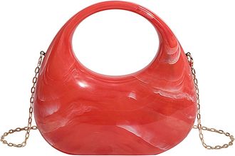 Generic Cymwer Women Acrylic Trendy Evening Clutch Purse Elegant Handbag for Prom Party (Red)