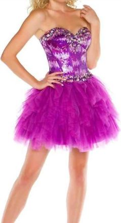 Mac Duggal Strapless Dress In Purple