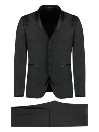 Tagliatore shawl-collar single-breasted suit - men - Silk/Virgin Wool - 50 - Black