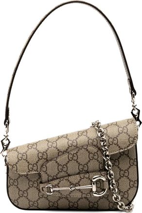Gucci 2016-2025 Mini GG Supreme Asymmetric Horsebit 1955 Shoulder Bag satchel - women - Fabric/Leather - One Size - Brown