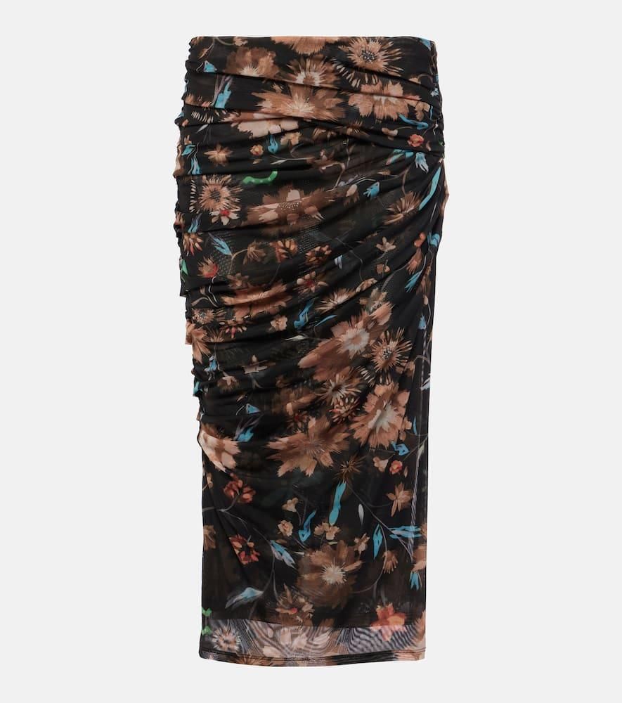 スカート ETRO MIDI SKIRT ETRO Ruffled printed stretch-cady midi skirt | NET-A-PORTER