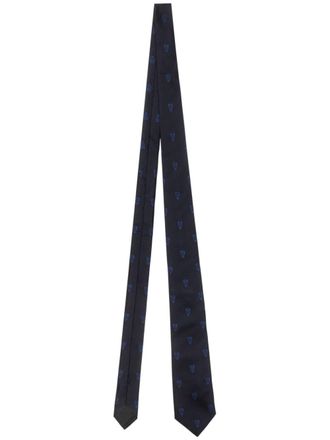 Burberry patterned-jacquard silk tie - Blue