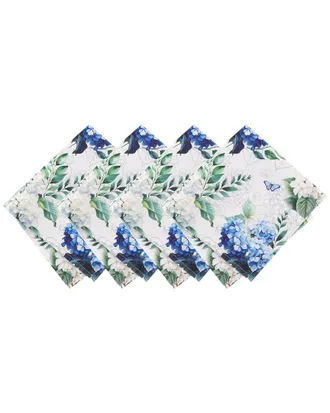 Elrene Set Of 4 Hydrangea Bloom Floral Dinner Napkins
