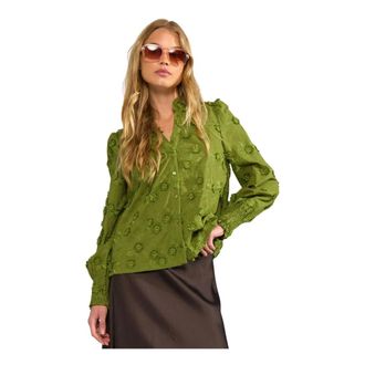 N&uuml;mph Dames, Blouses & Shirts, Groen, Maat: XL Leer