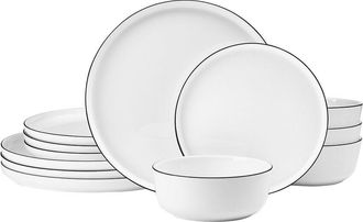 Mikasa Samantha Banded 12Pc Dinnerware Set, Service For 4