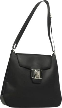 Ferragamo Tweedehands Canvas handtassen - Dames - Vintage Schoudertas - Zwart - ONE Size - Vintage