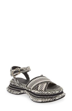 Chlo&eacute; Meril Woven Platform Sandal in White/Black at Nordstrom, Size 7Us