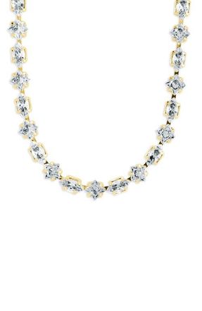 Sterling Forever Geo Cubic Zirconia Tennis Necklace in Gold at Nordstrom
