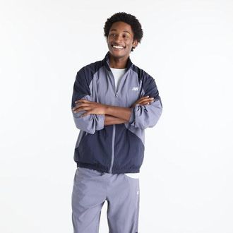 New Balance Uomo Sport Legacy Jacket in Grigio/Blu, Nylon Intrecciato, Taglia 2XL
