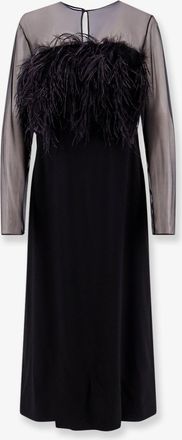Alberta Ferretti Vestito lungo in viscosa con dettaglio piume frontali - ALBERTA FERRETTI - gender_Woman