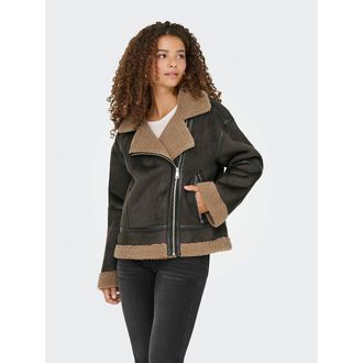 Only Korte jas in bikerstijl met sherpa voering
