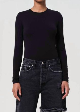 A Gold E Aura Long Sleeve Bodysuit In Black