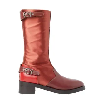 Durazzi Milano Schoenen, Dames, Rood, 39 EU, Leer, Italiaanse Leren Gesp Laarzen