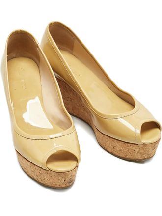 Jimmy Choo London cork-wedge open-toe pumps - Neutrals