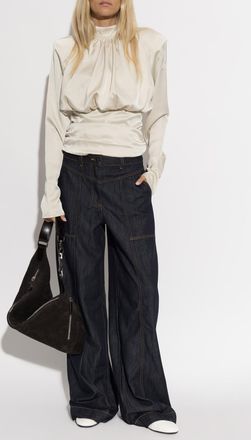 Self Portrait Wide-leg Jeans, Womens, Navy Blue