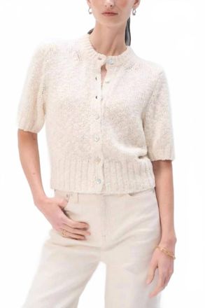 White + Warren Marled Cotton Blend Top In Ivory Marl
