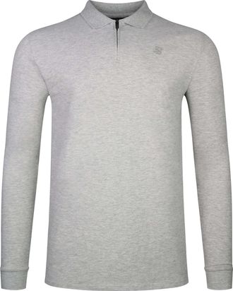 Siksilk Langarm-Poloshirt SIKSILK Siksilk Langarmpolo Longlseeved Zip, Herren, Gr. XXL, hellgrau, Obermaterial: 95% Baumwolle CO. 5% Polyester PES., Shirts La