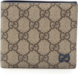 Gucci Beige Navy Pvc Leather Wallet (Bi-Fold) (Pre-Owned)
