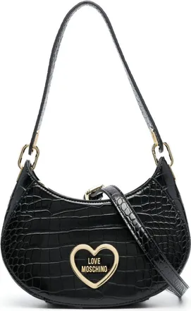 Love Moschino logo-lettering crocodile-effect shoulder bag - women - Polyurethane - OS - Black