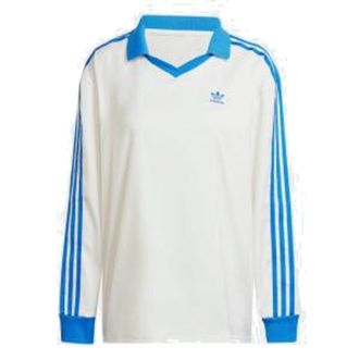 adidas (WMNS) adidas 3-Stripes Satin Long Sleeve T-Shirt White Blue IR6100