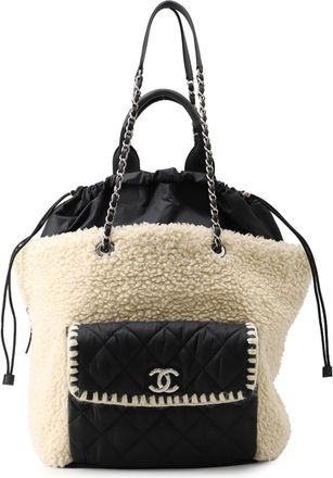 Chanel Black Ivory Nylon Leather Tote Bag (Pre-Owned)