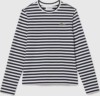 Lacoste Womens Striped Long Sleeve T-Shirt - Navy - Size: 10
